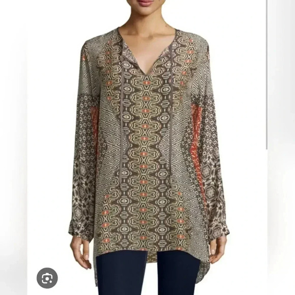 Jhonny Was Breeland Printed Tie-Front Tunic, Multi XS - Picture 1 of 5